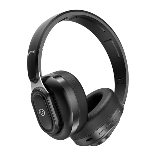 Image of pTron Studio Urban V2, 40dB ANC Wireless Over-Ear Headphones, 65Hrs Playtime, Dual-device Pairing, 40mm Bass Drivers, TruTalk AI-ENC Calls, Custom EQ, 3.5mm Aux, Bluetooth v6.0, Type C Charging (Onyx)