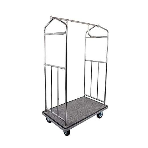 Commercial Hotel Luggage Cart with Grey Carpet