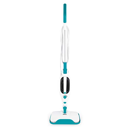 Beldray® BEL0698 12 in 1 Microfibre Brush Nozzle Grouting Garment Upholstery Window Mirror Flexi Steam Cleaner, 1300 W, Turquoise