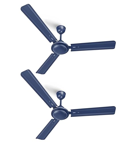 Image of LONGWAY Nexa P2 1200 mm /48 inch Ultra High Speed 3 Blade Anti-Dust Decorative Star Rated Ceiling Fan 2 Years Warranty (Blue, Pack of 2)