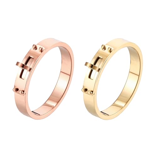 Love Friendship Ring 14K Gold Silver Rose Plated Stainless Steel Promise Ring Wedding Band Jewelry for Women2