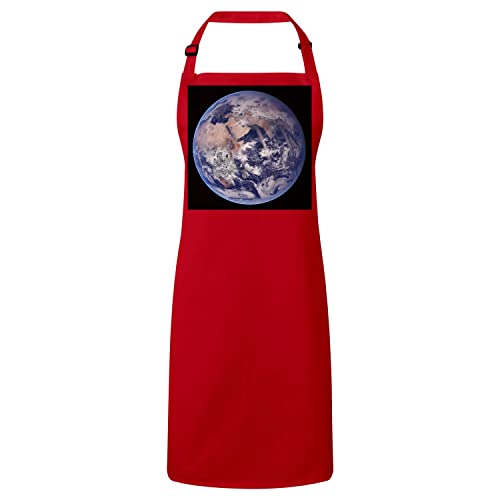 Tablier cuisine premium rouge planète Terre vue océan Indien