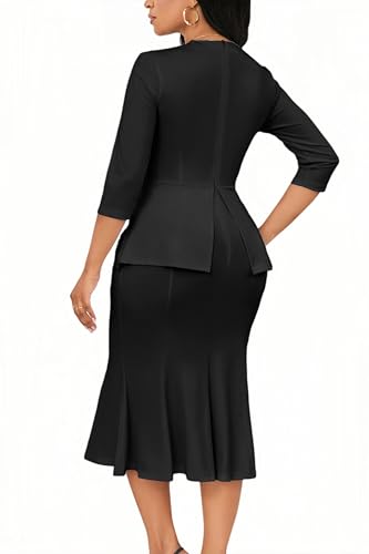 Image of Elegant Church Dress for Women Midi Dresses Work Wear Vintage Pencil Dress for Business Casual Outfits