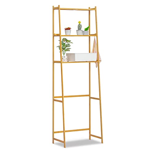 Monibloom 3-Tier Bamboo Over The Toilet Storage Rack With Hooks, Bathroom Space Saver, Freestanding Corner Stand Storage Organizer, Natural #TOP27