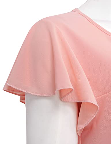 Work Shirt For Women,Furnex Dressy Blouses For Women Short Sleeve Fitted Swing Tunics Shirts For Leggings Summer Lightweight Ladies Layered Tunics Mesh Blouse Maternity Size Business Casual Tops #TOP2