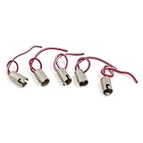 A ABSOPRO BA9S LED Bulb Socket Extension Durable Holder Wire Harness Plastic Metal Red Silver Tone (Set of 5)