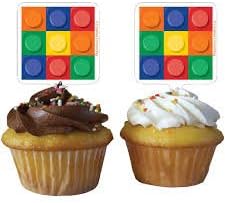 Club Pack of 144 Multicolor Square Birthday Block Party Cupcake Toppers