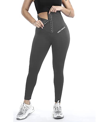 Waist Trainer Yoga High Waisted Long Leggings Ultra-Fit Lower Back Support Legging Grey