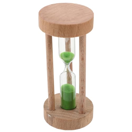 ABOOFAN Reloj De Arena De 3 Minutos Reloj De Arena Verde De Madera Reloj De Arena Vintage De 3 Minutos Pequeño Reloj De Arena Único para Escritorio De Oficina Decoración De La Cocina d