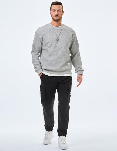 Casual Fleece Crewneck Pullover Sweatshirts Warm Winter Fall Geometric Texture Long Sleeve Sweater4