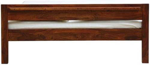 Image of Sheesham Wood Bed Without Storage Solid Wooden Cot Double Bed Furniture Elegant and Functional Bedroom Living Room Home Palang (Reddish Dark Brown, Queen)