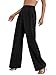 SweatyRocks Women's Casual Wide Leg High Waisted Button Down Straight Long Trousers Pants Black M