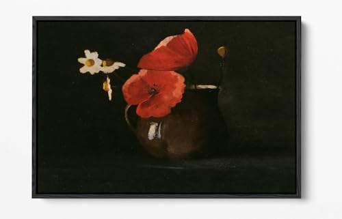 Tableau coquelicots Odilon Redon cadre noir pour sublimer un mur vide - 2