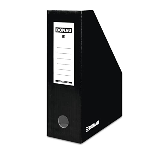 DONAU 7648101-01FSC Stehsammler Stehordner Archive Box Pappe A4/ 10er Pack/ 10 Stück/ Lackierter Karton - Schwarz / bis zu 1000 Blatt Für Büro, Schule und Zuhause zur Aufbewahrung von Dokumenten