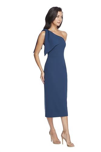 Image of Dress the Population Womens Tiffany One Shoulder Bow Detail Midi Sheath Dress