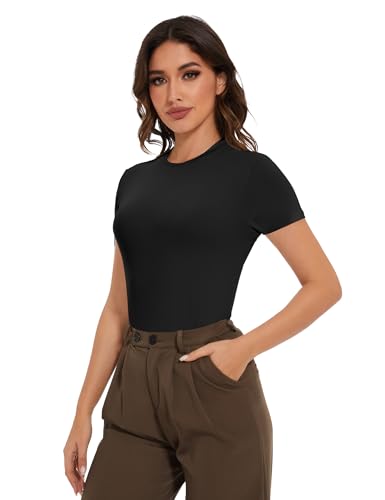 1/5 Pack Women's Short Sleeve Basic T Shirts Tees, Slim Fit Crew Neck Tshirt Summer Tops for Casual Workout Trendy3
