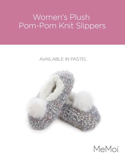 MeMoi Women's Plush Pom-Pom Knit Slippers2