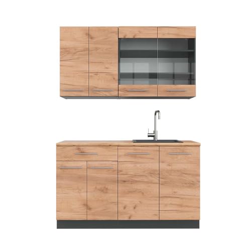 Vicco Fame-Line Singleküche Eiche 140 cm