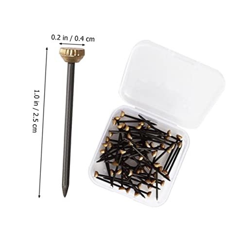 Image of Vaguelly 60pcs Copper Head Nail Picture Hangers Picture Hanging Nails Hanging Picture Hook Pin Hanging Photo Hook Pin Frame Nails Picture Hanging Hardware Copper Head Iron Nail Black