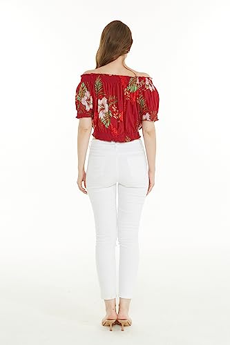 Image of Matchable Family Hawaiian Luau Men Women Girl Boy Clothes in Pineapple Garden Burgundy