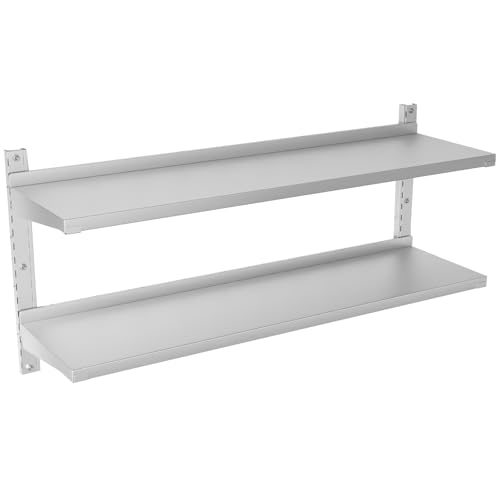 TAIMIKO Étagère Murale INOX 2 Plateaux Rangement Cuisine pour Restaurant, Bar, Maison, Cuisine, buanderie, Garage et buanderie(47.2