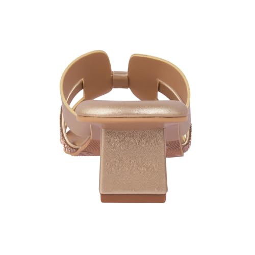 Image of Mochi Women Faux Leather Glamorous Strap Block Heel Fashion Slip-on Sandals