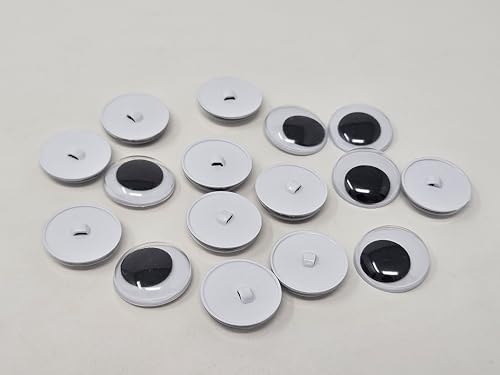 Pair of Zim's 20mm Round Sew-On Moving Wiggle Googly Plastic Eyes with Shank Back for Craft Amigurumi Dolls or Puppets (Pack of 8)