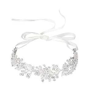 Coucoland Flower Girl Fairy Headpiece - First Communion Crystal Crown Tiara Hair Piece Baby Breath Headband for Wedding Brides Bridal Hair Accessories