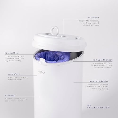 Image of Ubbi Steel Diaper Pail, Odor Locking, No Special Bag Required, Award-Winning, Registry Must-Have, Woodgrain