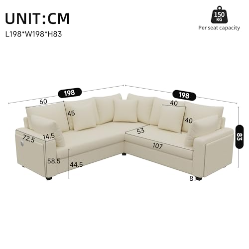 Canapé convertible d’angle L LED + USB-C 198 cm Sapgaks