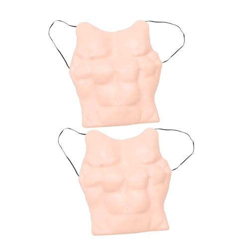 BESPORTBLE 2 Piezas Disfraz Musculoso Hombre Realista Pecho Abdomen Falso Cosplay Halloween Fiesta Decoración Transpirable