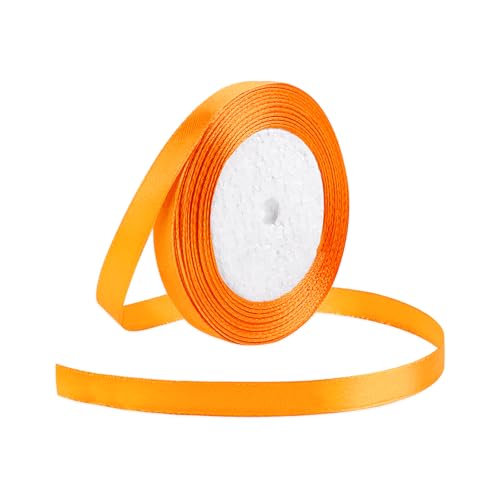 25 Yard Orange Satin Ribbon Roll 3/8 Inch Fabric Ribbon for Craft Bows Rose Bouquet Holiday Gift Wrapping Party Decoration