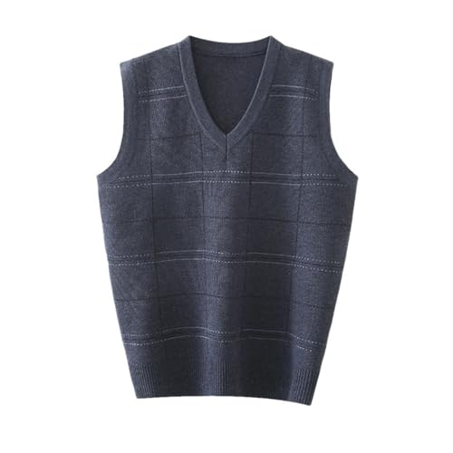 Mens Sweater Vest Knit Fleece V Neck Vest Autumn Winter Casual Sleeveless Pullover Soft Tops