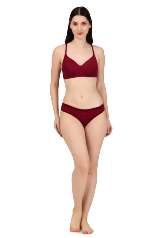 Women Bra Panty Set Padded Non Wired | Cotton Lingerie Set for Girls | Comfortable Bra Brief Set-picture-45