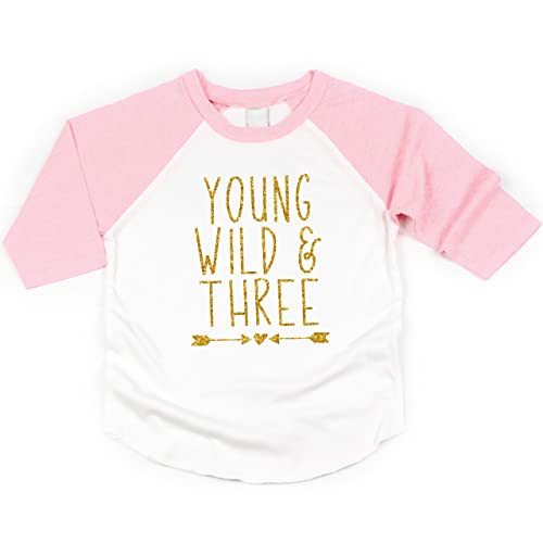 Bump and Beyond Designs 3 Year Old Birthday Shirt Girl Third Birthday Outfit (Light Pink/Gold 4T)