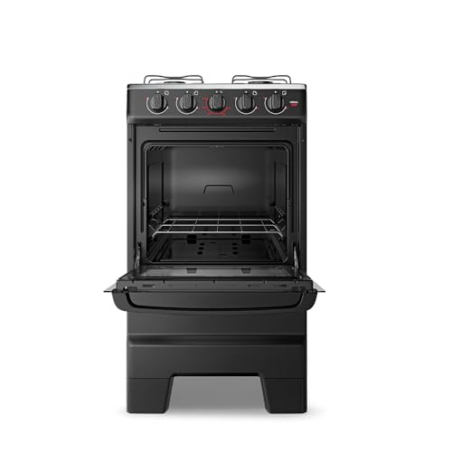 Fogão a Gás Mesa Inox e Forno 50L Limpa Fácil Esmaltec IDEAL POP F4ISP Cor Preto 4 bocas