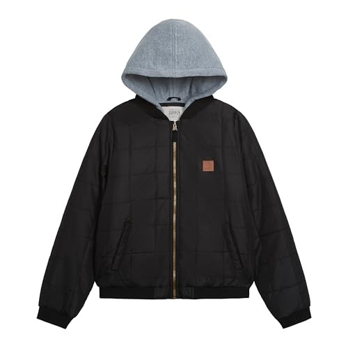 Image of LONDON FOG Boys' Midweight Quilted Bomber Jacket With Sweatshirt Hood