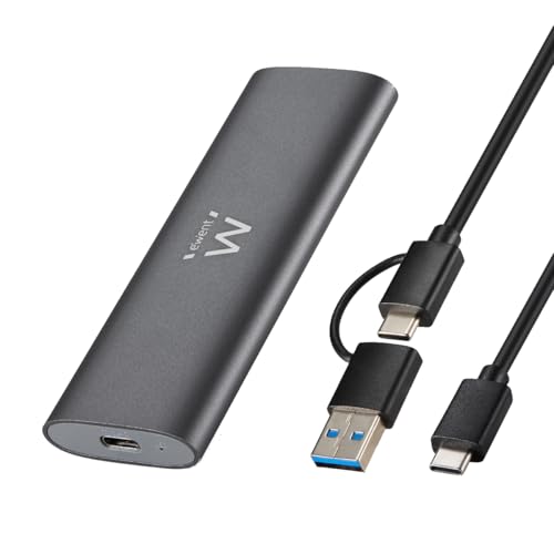 Ewent Box Esterno Usb 3.2 Gen2 Per Ssd M.2 Nvme Pcie – Custodia Case Hard Disk In Alluminio, Supporta Key M 2230-2280, Velocità Fino A 10 Gbps, Senza Viti, Compatibile USB-C / A, Uasp & Trim