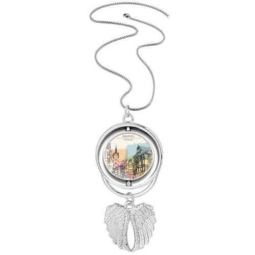 Collier ailes d'ange avec paysage de Hanovre Allemagne en argent pour femme