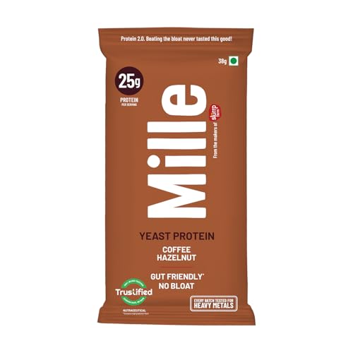 Image of Mille Plant Protein | 25g Protein /Scoop - Coffee Hazelnut | Made with Fermented Yeast Protein | No Bloat Vegan No Added Sugar | Has All 9 Essential Amino Acids | No Adulteration | 38g Trial Pack
