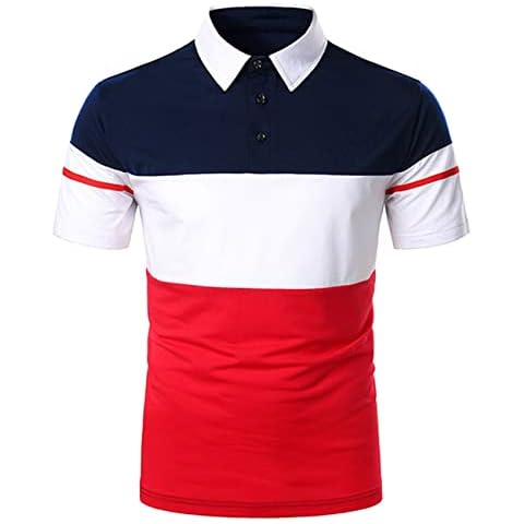 ZDDHOODY Men's Short Sleeve Polo Shirts Classic Contrast Color Slim Fit Golf Tennis T-Shirt Man’s Fashion Polo Shirts Collared T-Shirts Color Block Sports Golf Polos Mens Fashion Patchwork Tops Black Cover