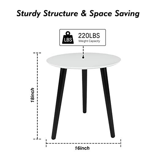 image for ECOMEX Round End Table Set of 2, Wood Side Table Accent Table, Small C