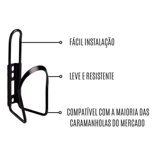 Kit 3 Suportes para Garrafinha de Alumínio Preto para Bicicleta MTB Speed Leve e Resistente Suporte