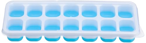 Image of Clazkit Silicone Ice Cube Tray with Lid (2 Pack, 14 Cavities Each) | Easy Pop-Out Square Ice Mold | BPA Free Flexible Ice Tray | Stackable Ice Cube Maker for Freezer, Whiskey, Cocktails, Juice