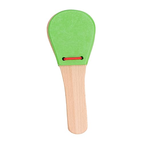 Vaguelly Wooden Long Handle Castanet for Educational Music Percussion Instrument Lightweight Portable for Early Development Fun Playtime Green