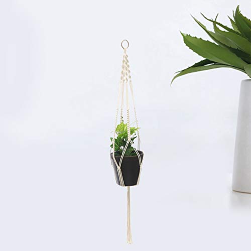 DOITOOL Cesto de vaso de flores para pendurar à mão - bolso de rede de corda de algodão tecido, cest