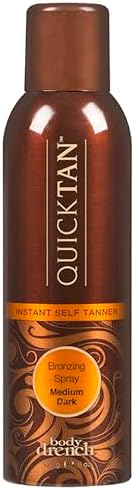 Body Drench QuickTan Instant Self Tanner Bronzing Spray, Salon-Quality Medium/Dark Tan, Streak-Free, Tinted Formula, 6 oz, 1-pack
