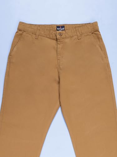 Image of KiddoPanti Boys 100% Cotton Twill Chinos Pant | Comfortable Regular Fit | 2 Side Pocket, 2 Back Pocket | Ankle Length | Back Elasticated Waistband with Button Zip Open Fly