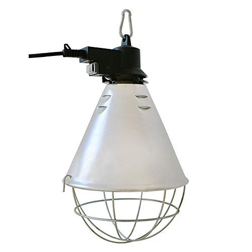 Lampe d’élevage, chauffante, avec panier de protection, câble et fiche, 2,5 m de câble, interrupteur