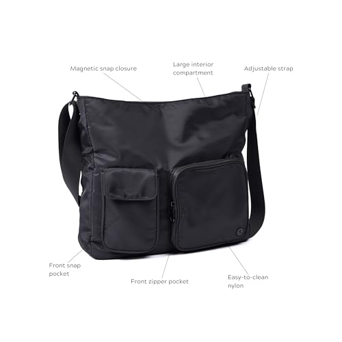 Image of Danskin Women's Hobo Tote Bag Milo Nylon, Black